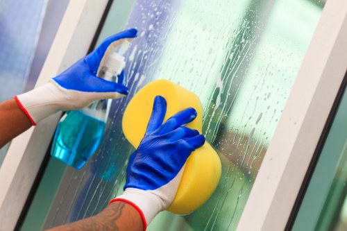Window cleaner using a pole system in Twickenham